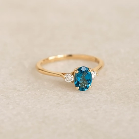 Exquisite Piece London Blue Topaz and Diamond Ring 14k Gold - Kindra