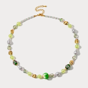 Vibrant Shine Look Lotus Pearl Beaded Necklace