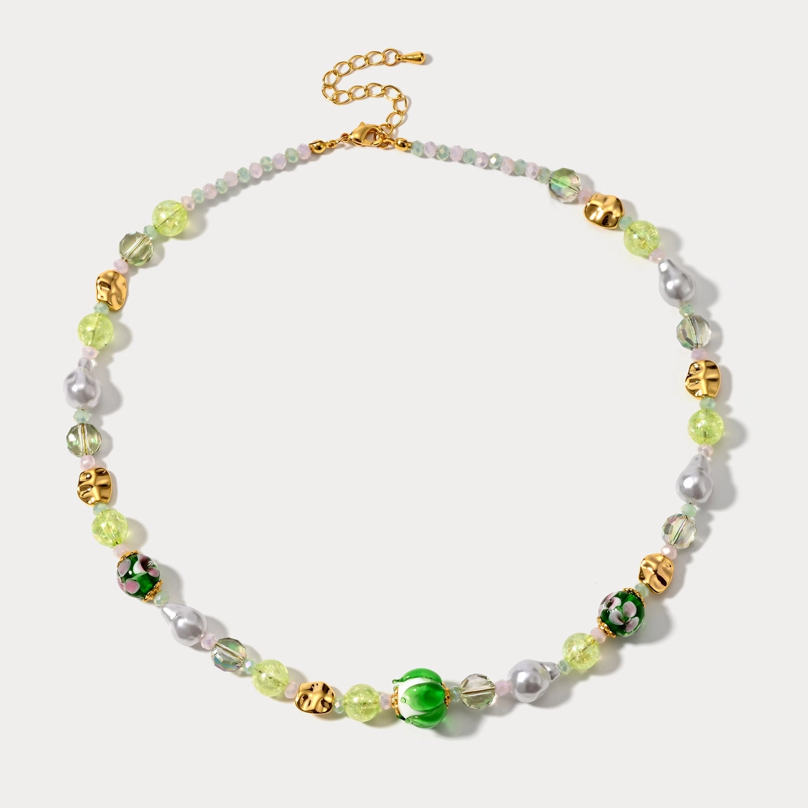 Vibrant Shine Look Lotus Pearl Beaded Necklace