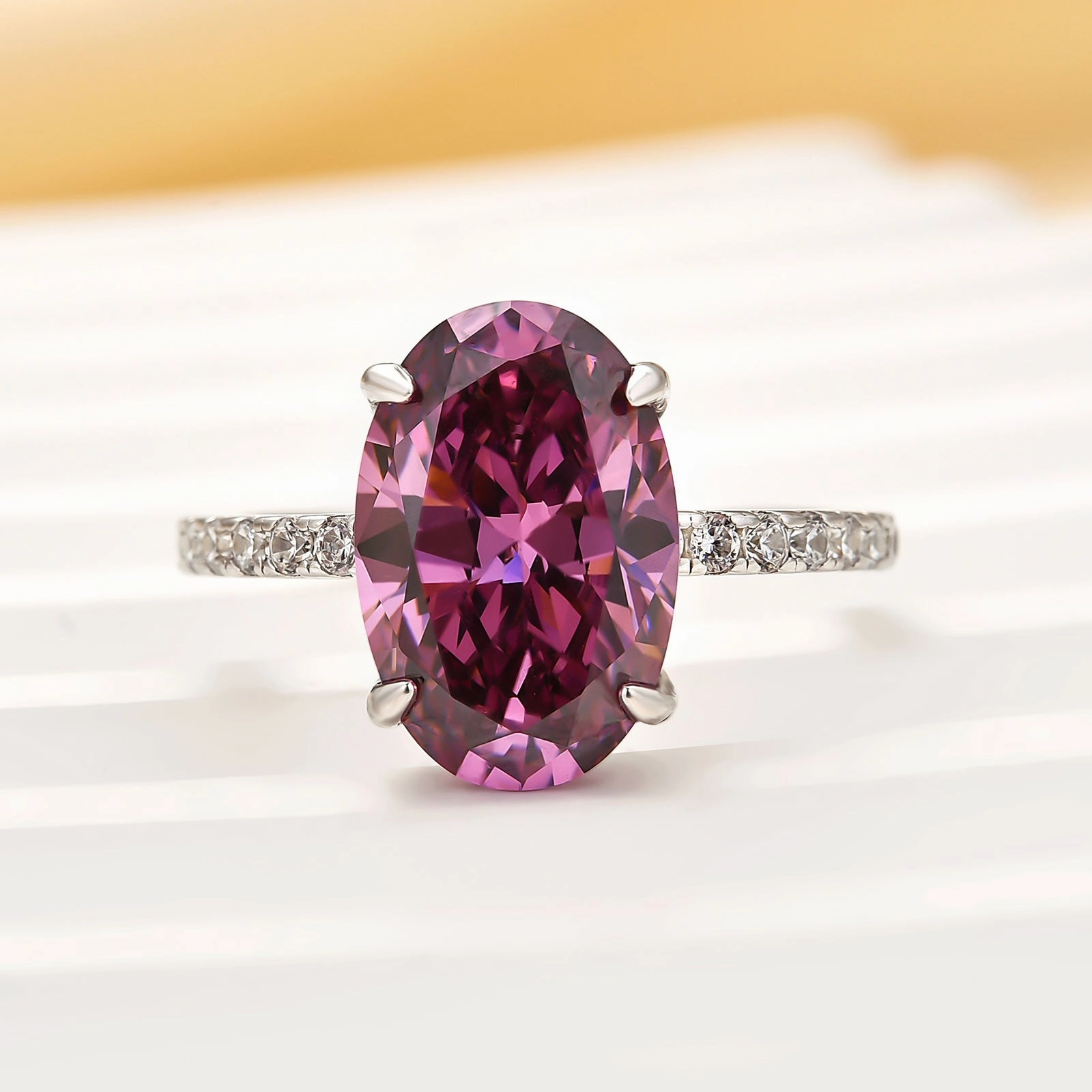 Minimal Highlight All Day Look Louily 4.0CT Purple Oval Cut Engagement Ring In Sterling Silver