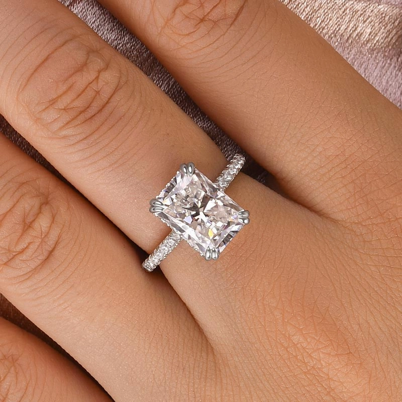 All Day Style Effortless Sparkle Louily 4.5 Carat Moissanite  Radiant Cut  Engagement Ring