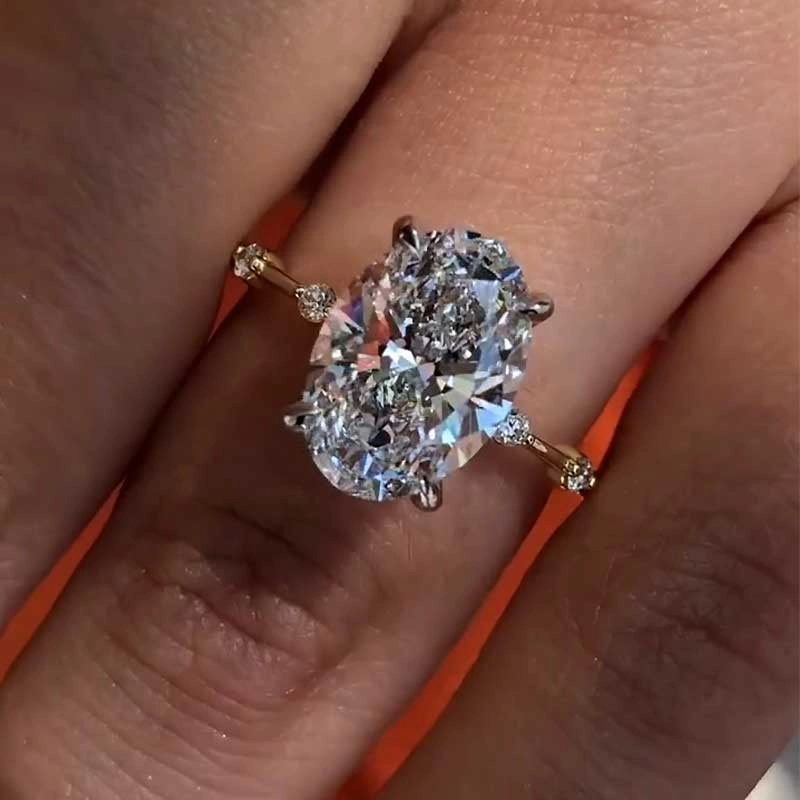 Refined Jewelry Louily Bright Yellow Gold Oval Cut Engagement Ring In Sterling Silver