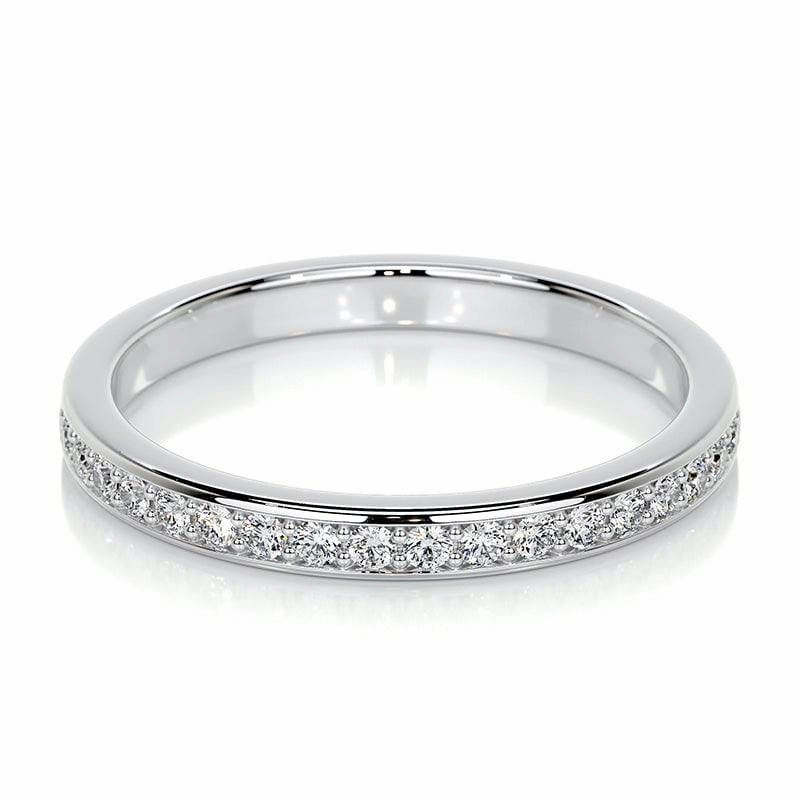 Louily Channel Set Curved Half Wedding Band In Sterling Silver Seasonal Accent Occasion Perfect