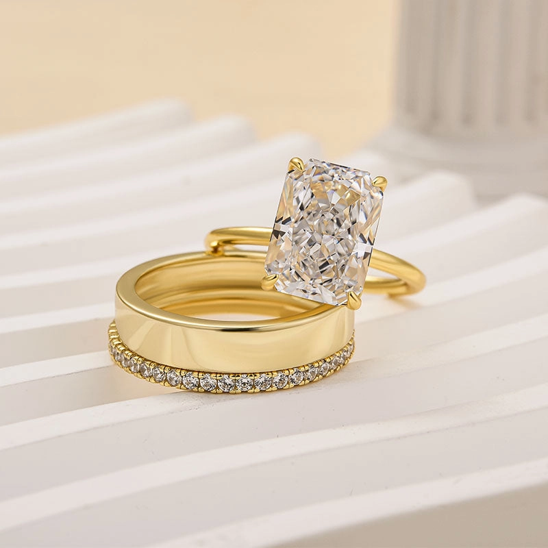 Creative Feature Louily Classic 5.0Ct Radiant Cut 3PC Wedding Set