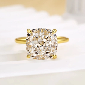 Glistening Gem Louily Classic 5.5 Carat Cushion Cut Yellow Gold Travel Engagement Ring In Sterling Silver