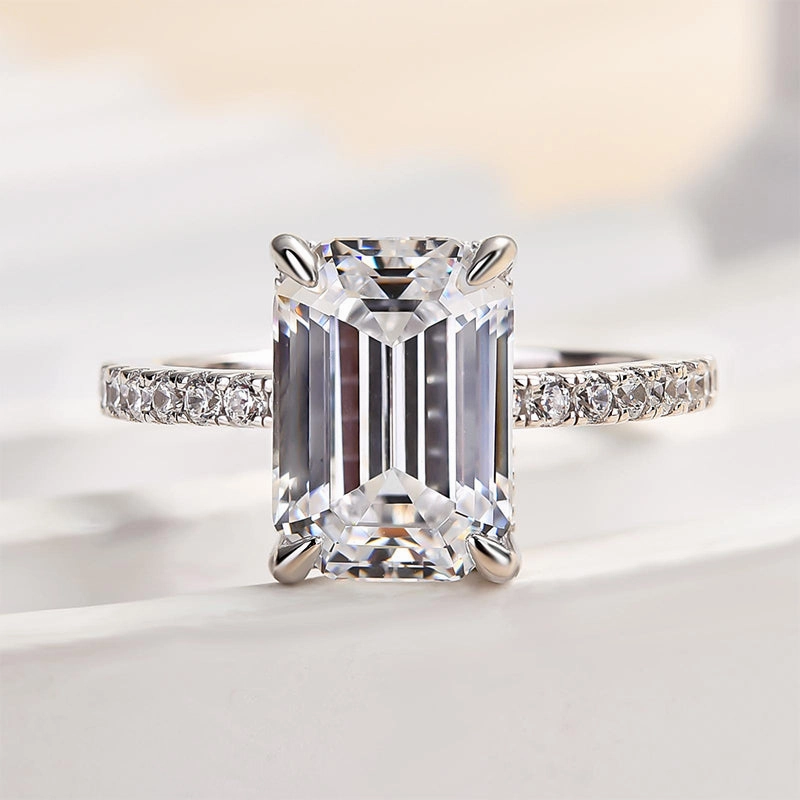 Louily Classic Emerald Cut Engagement Ring In Sterling Silver Handcrafted Pieces Luxe Shine Up