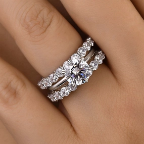 Louily Classic Round Cut 3-Pieces Wedding Set In Sterling Silver Timeless Gift