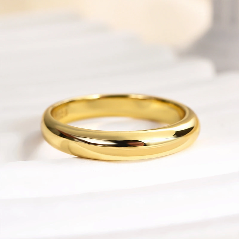 Layered Detail Louily Classic Wide Wedding Band For Women In Sterling Silver