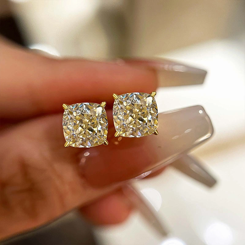 Louily Cushion Cut Sterling Silver Women's Stud Earrings All Day Wear