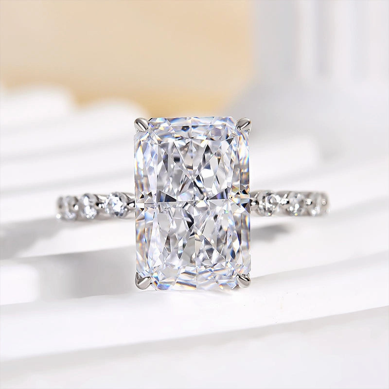 Louily Elegant Crushed Ice Cut Simulated Diamond Engagement Ring Cool Accent