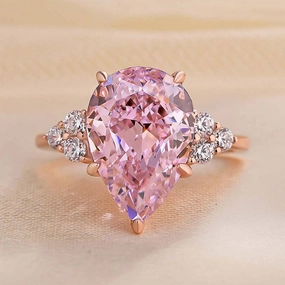 Luxury Feel Louily Elegant Rose Gold Pear Cut Pink Sapphire Engagement Ring In Sterling Silver