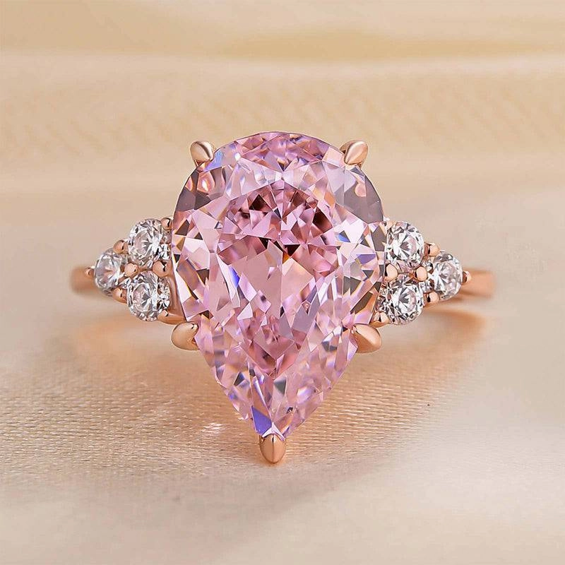 Luxury Feel Louily Elegant Rose Gold Pear Cut Pink Sapphire Engagement Ring In Sterling Silver