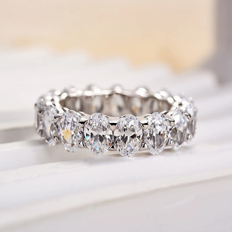 Artisan Flair Personal Shine Louily Eternity Oval Cut Wedding Band For Women In Sterling Silver