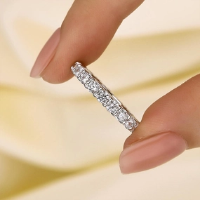 Louily Eternity Round Cut Simulated Diamond Wedding Band In Sterling Silver Day To Night