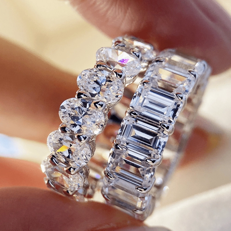 Comfort Fit Romantic Moment Louily Eternity Simulated Diamond Wedding Band for Women