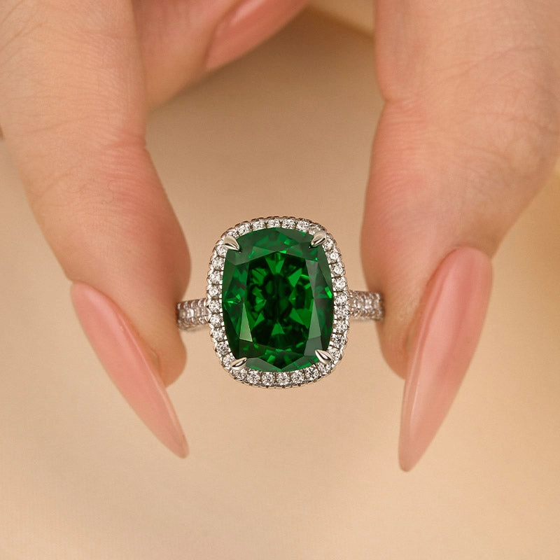 Louily Gorgeous Halo Cushion Cut Paraiba Tourmaline Engagement Ring In Sterling Silver Luxury piece Vibrant Shine Finish