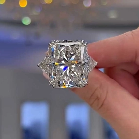 Glam Ready Glamorous Design Louily Honorable Radiant & Triangle Cut Three Stone Engagement Ring