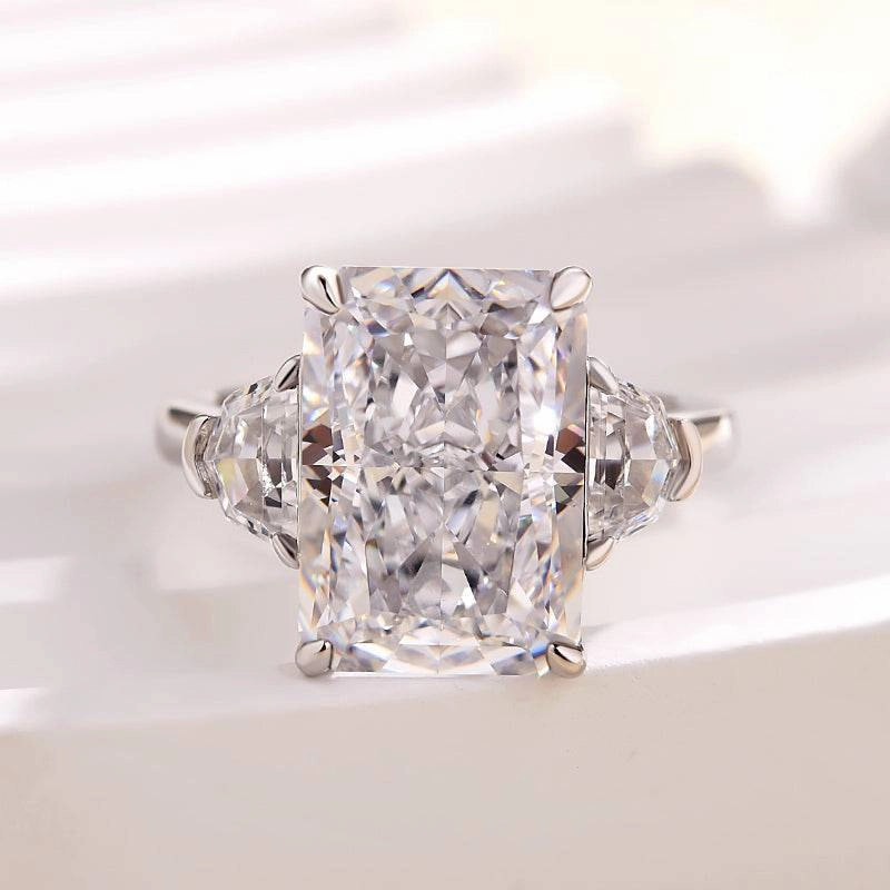 Luxe Glow Louily Luxurious Crushed Ice Radiant Cut Three Stone Engagement Ring