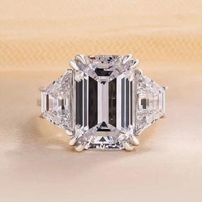Louily Luxurious Emerald Cut Three Stone Engagement Ring In Sterling Silver Dainty Detail Quick Spark