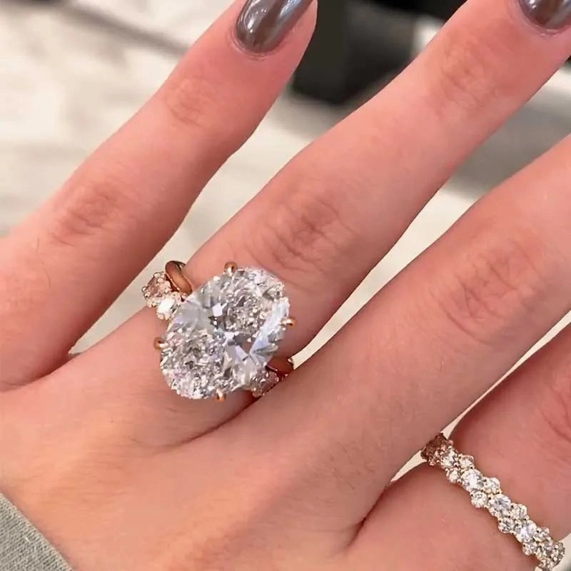 Versatile Fit Louily Luxury Oval Cut 2PC Wedding Ring Set In Sterling Silver