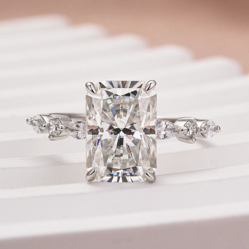 Louily Moissanite 3.5 Carat Radiant Cut Engagement Ring In Sterling Silver Bold Moment