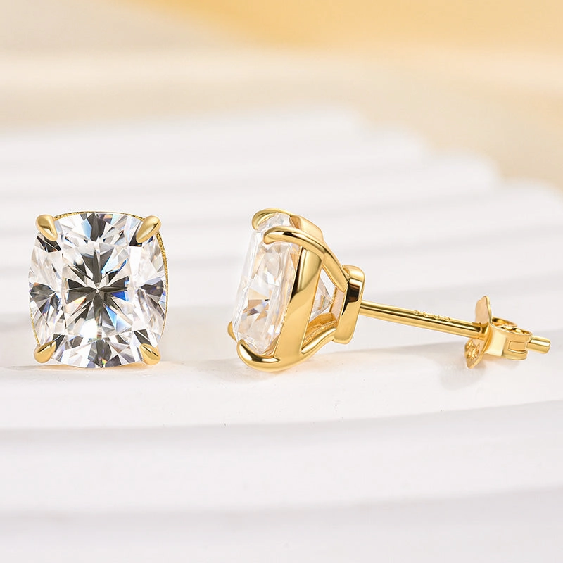 Trendy Texture Comfort Design Louily Moissanite Cushion Cut Women's Stud Earrings