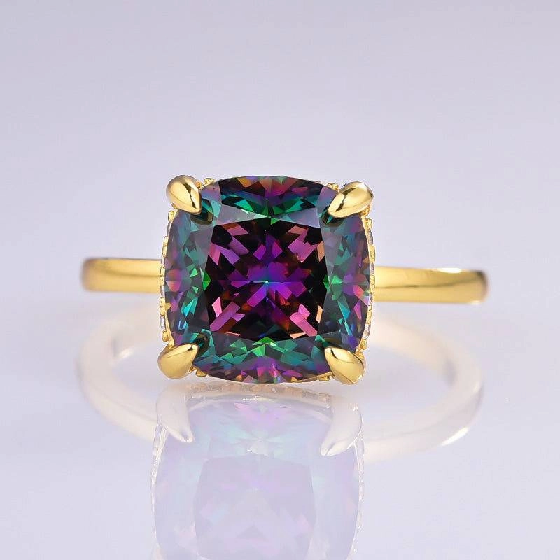 Louily Noble 3.5 Carat Cushion Cut Alexandrite Engagement Ring for Women In Sterling Silver Trendy Detail