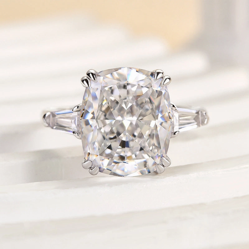 Timeless Duo Louily Sparkle Cushion Cut Three Stone Engagement Ring