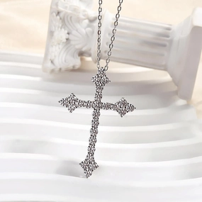 Pure Brilliance Feminine Edge Louily Sterling Silver Classic Cross pendant Necklace