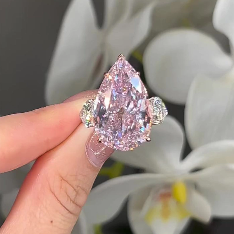 Louily Stunning Pear Cut Sapphire Three Stone Engagement Ring Sculpted Edge Creative Accent