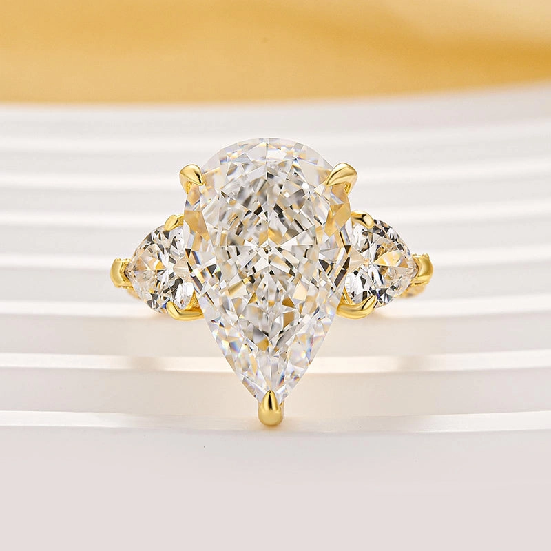 Louily Stunning Pear Cut Three Stone Engagement Ring festival look Iconic Feel