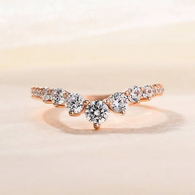 Louily Unique Curved Design Thin Stacking Wedding Ring In Sterling Silver Radiant Touch