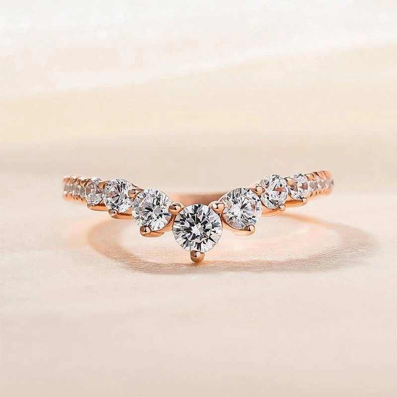 Louily Unique Curved Design Thin Stacking Wedding Ring In Sterling Silver Crisp Look Precious Craft