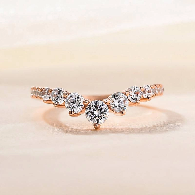 Louily Unique Curved Design Thin Stacking Wedding Ring In Sterling Silver Delicate Detail