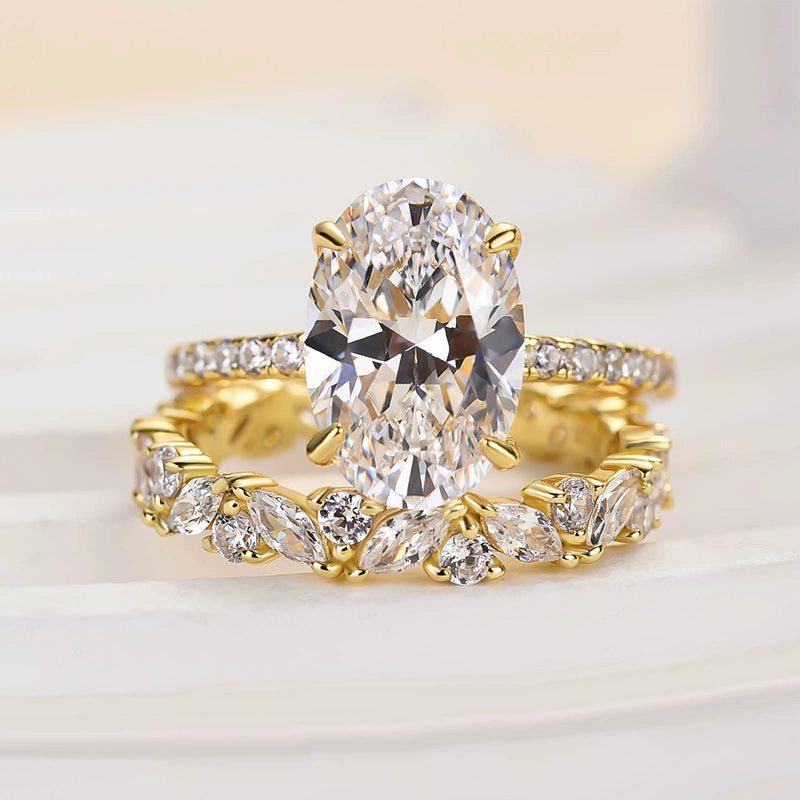 Louily Unique Oval Cut Wedding Ring Set Seasonal Look Artful Edge