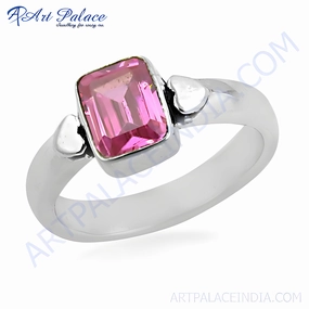 Elegant Motion Eternal Accessory Lovable Pink Cubic Zirconia Gemstone Silver Ring - Elegant Jewelry for Women