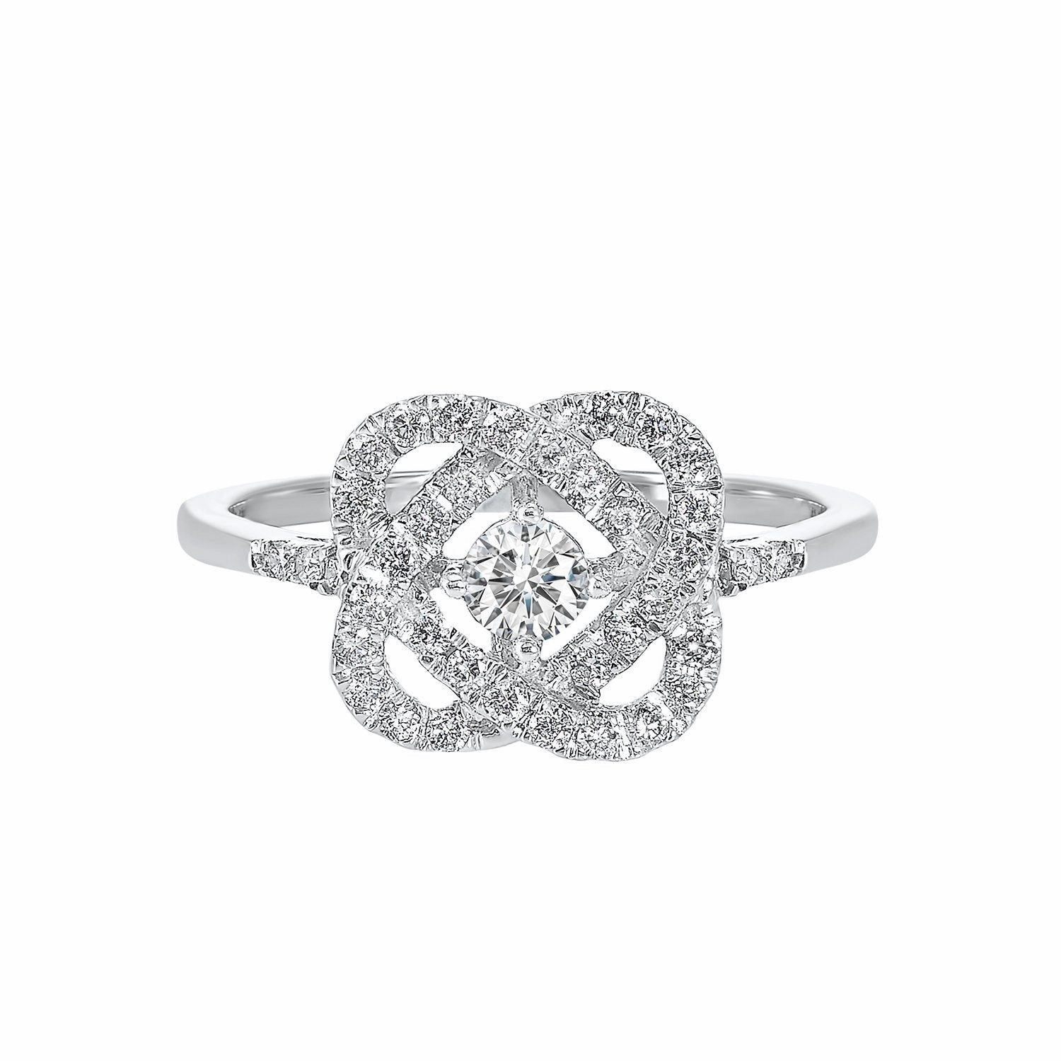 Sleek Craft Elegant Feel Love's Crossing Diamond Ring .25 Cttw 14K White Gold