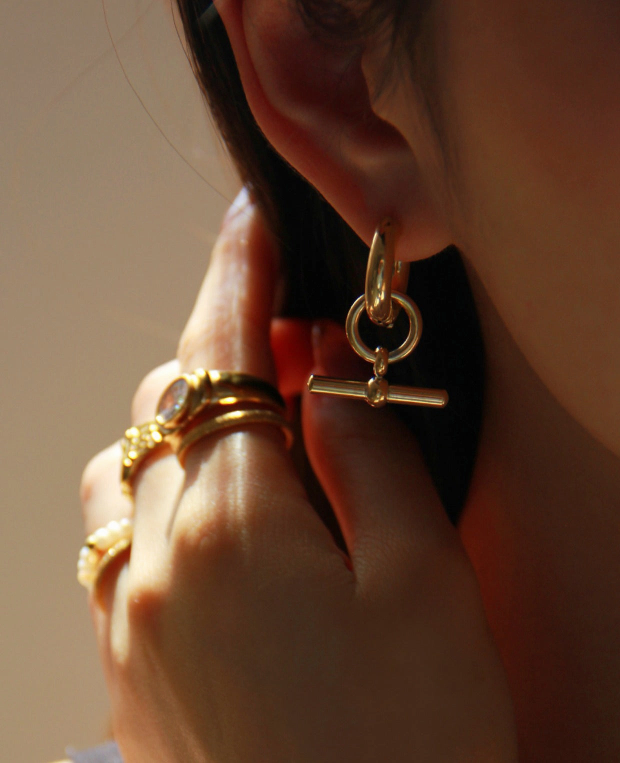 Balance Beam T Bar Earrings Decorative Detail Delicate Design