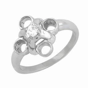 Stunning Silver Cubic Zirconia Gemstone Ring | Fretwork Design Artisan Style