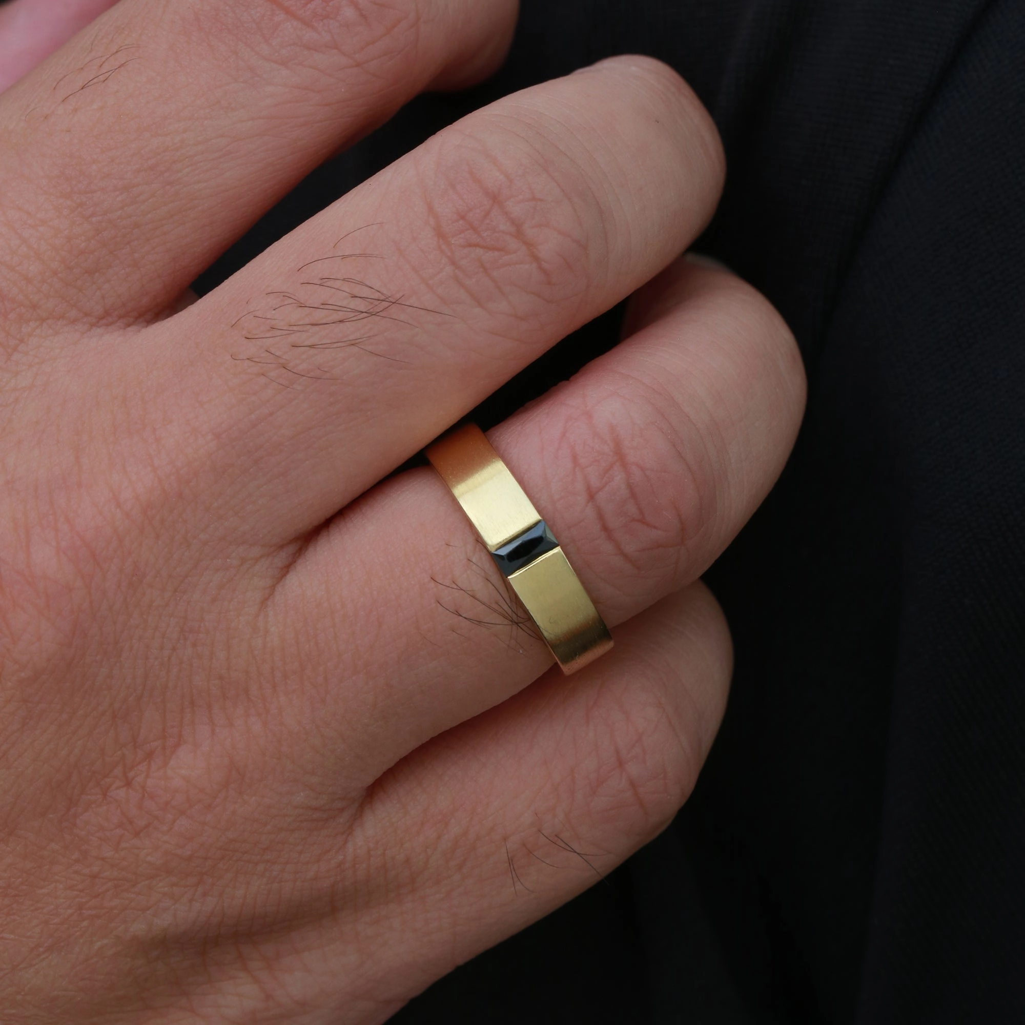 Modern Charm 5mm Baguette Black Moissanite Men's Wedding Band