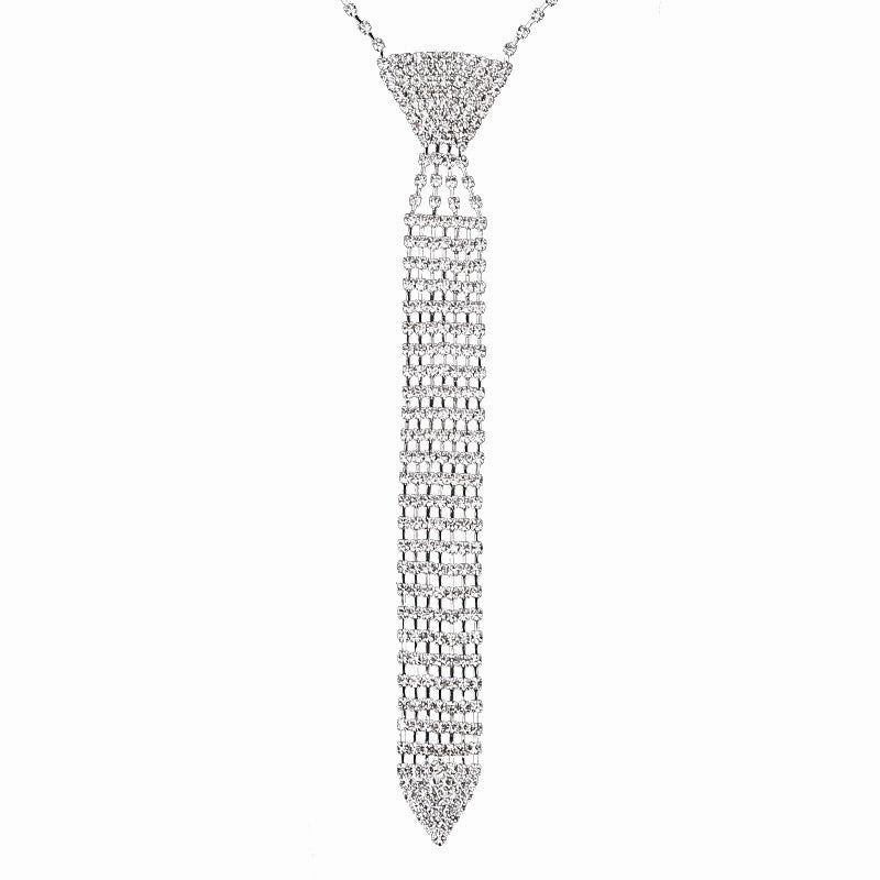 Travel Essential Bohemian Charm Elegant Rhinestone Necklace Tie - Sparkling Statement Accessory