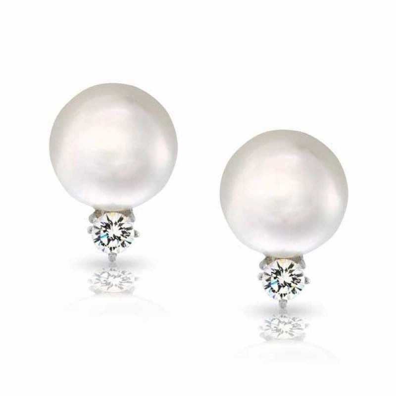 Akoya Saltwater Pearl Stud Earrings 14K White Gold 6mm Cozy Glam