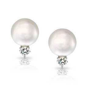 Akoya Saltwater Pearl Stud Earrings 14K White Gold 6mm Cozy Glam