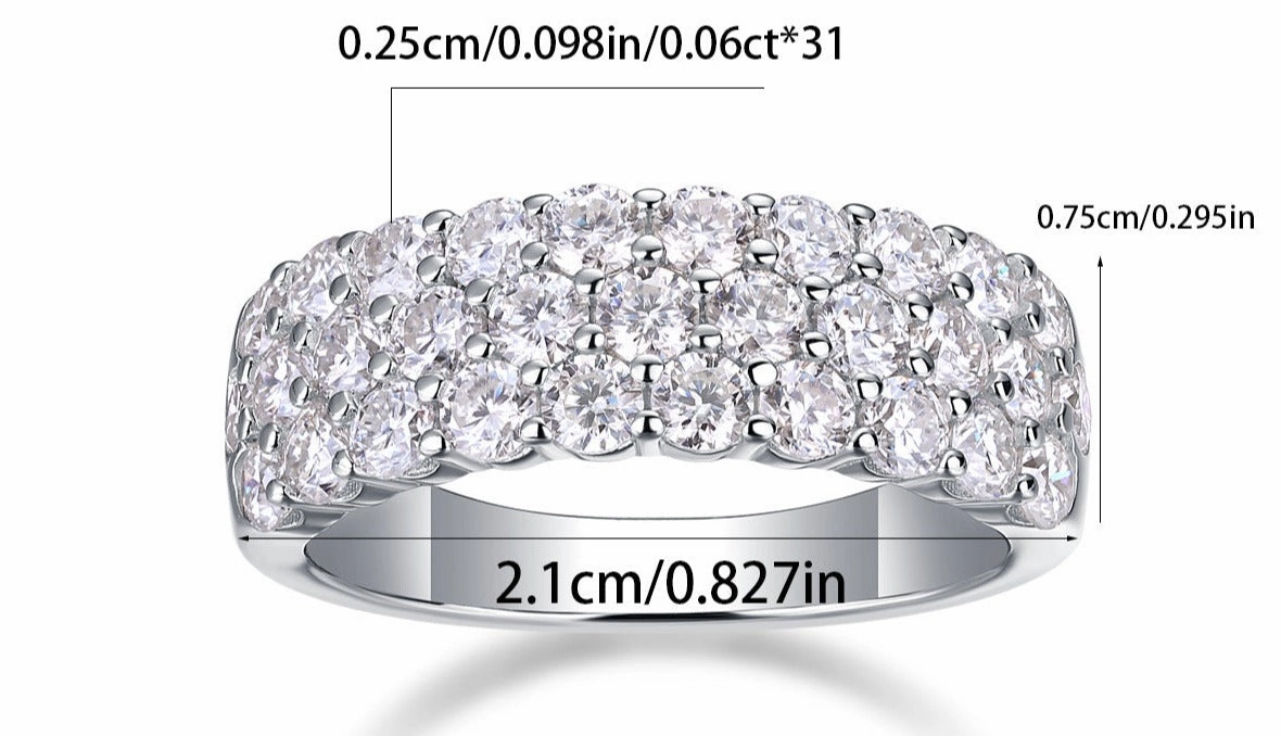 1.86 Carat Luxurious 31 Stone Ring Band | S925 | Moissanite Fashion Spark Distinctive Jewelry Pieces
