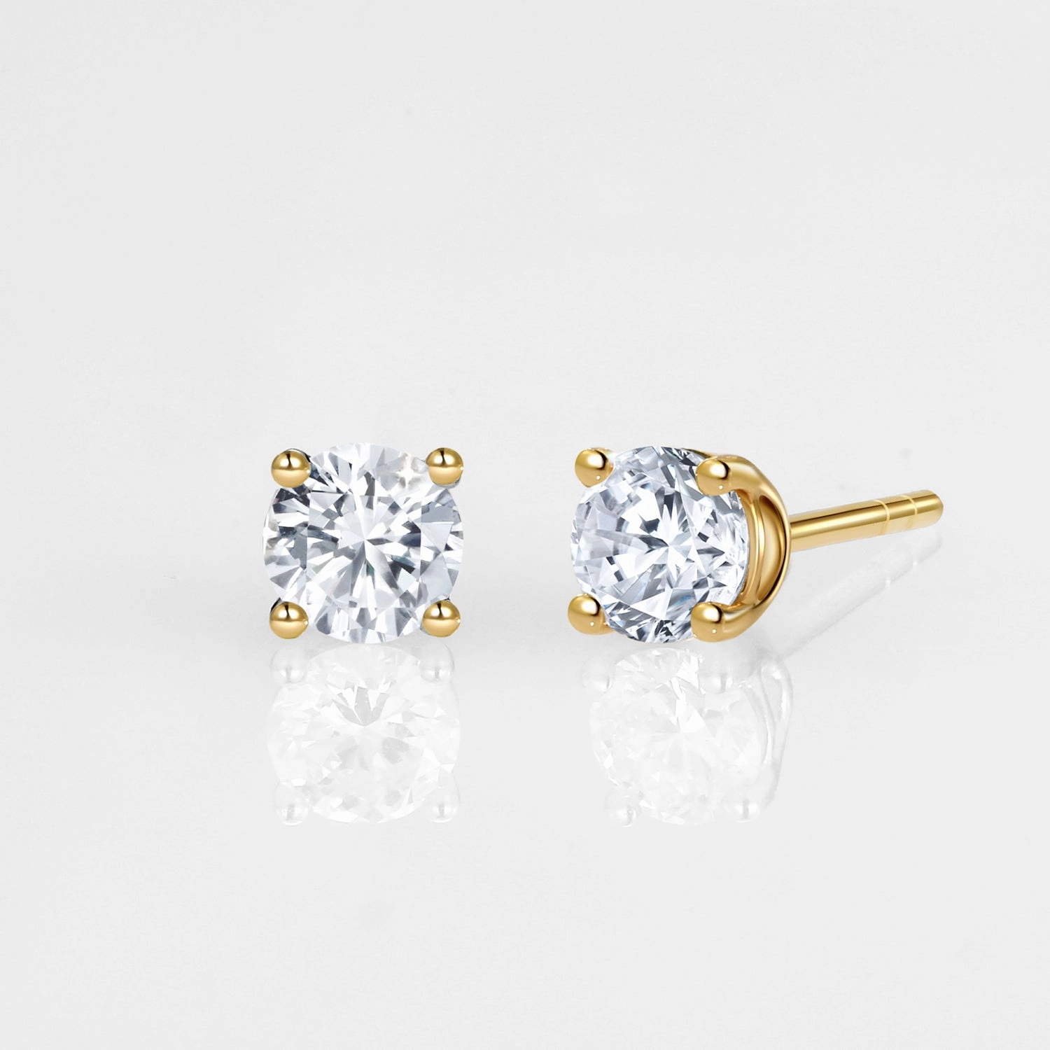 0.5CT Lab Grown Diamond Classic 4-prong Solitaire 14K Gold Studs Set 2pcs Sophisticated Embellishment