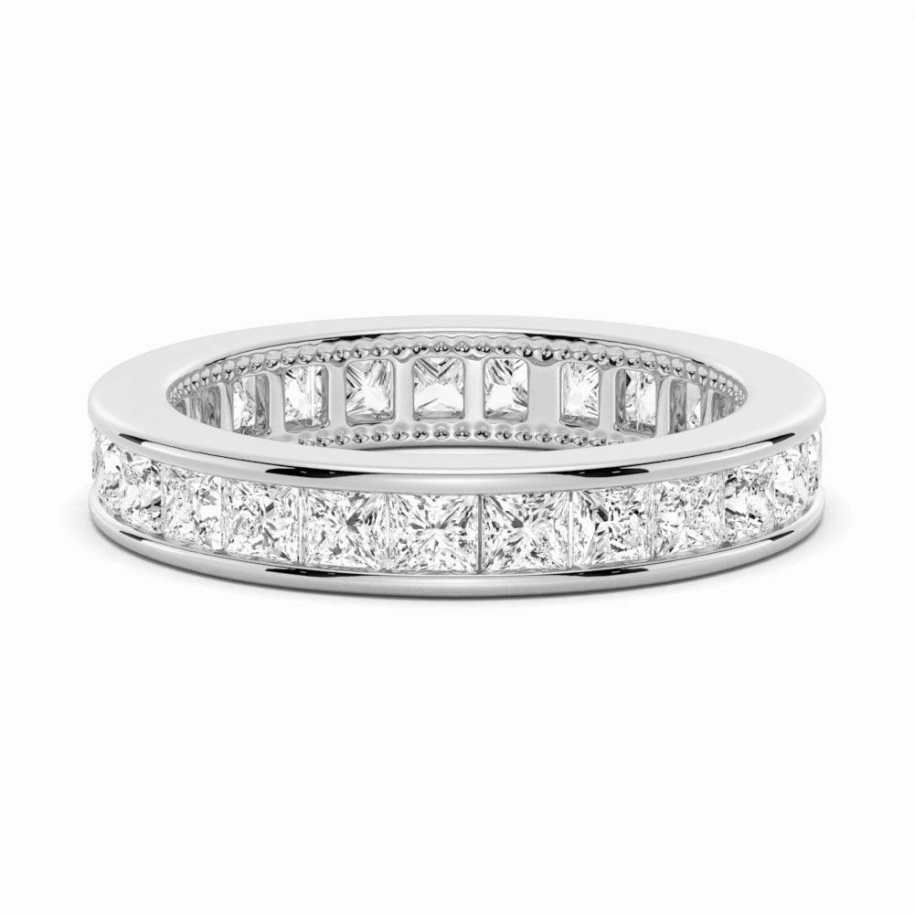 Elite Finish 2.48 CT. Channel Set Princess Cut Moissanite Eternity Wedding Band