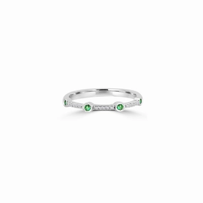 Accent Style Emerald & Diamond Dot Ring