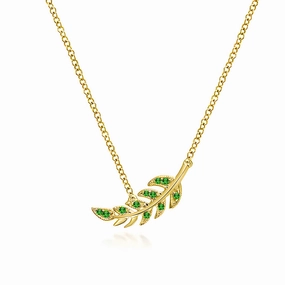 Couture Botanical Foliage Lab Grown Emerald Necklace Glamorous Detail