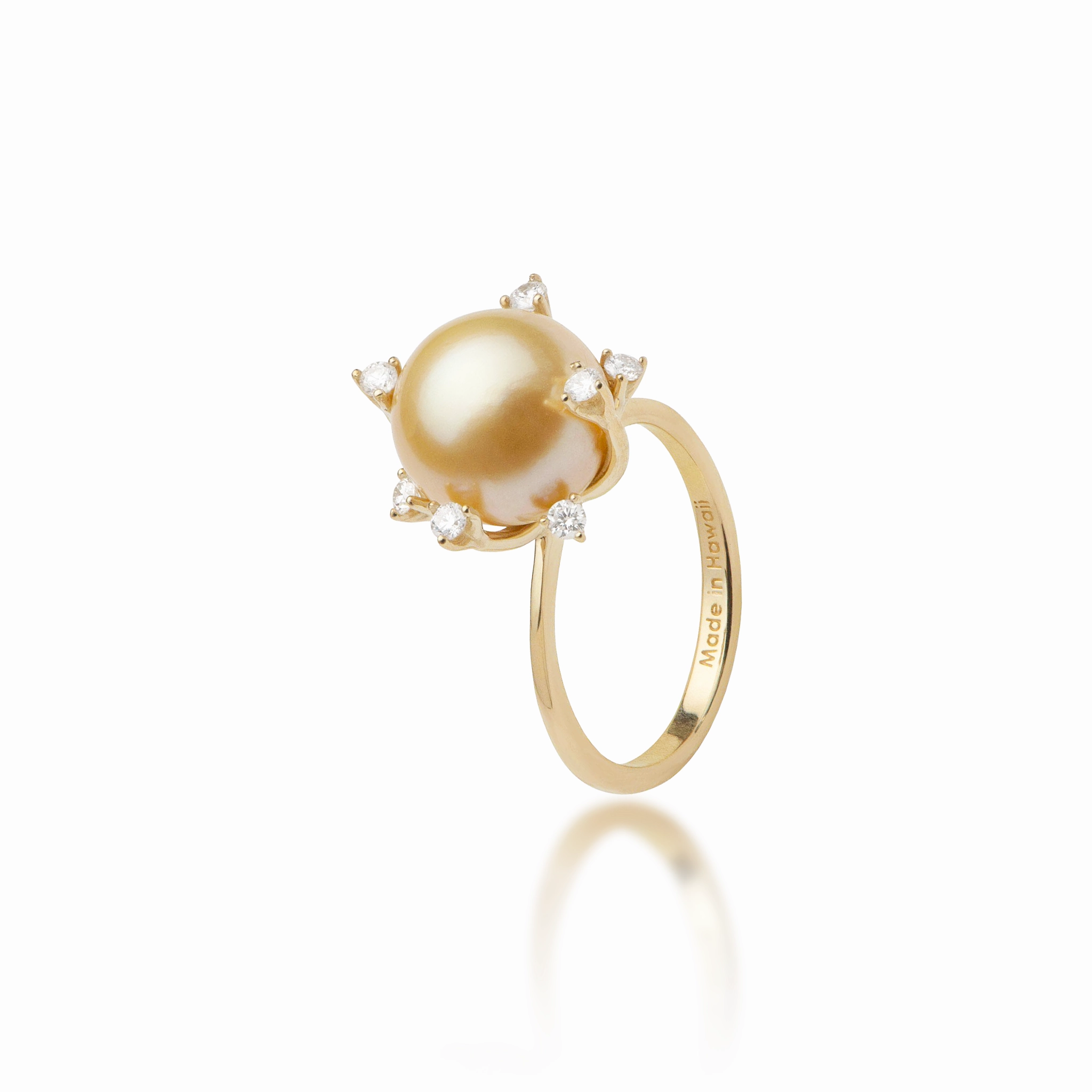 Protea South Sea Gold Pearl Ring in Gold with Diamonds - 10-11mm Personal Article Corporate Gift