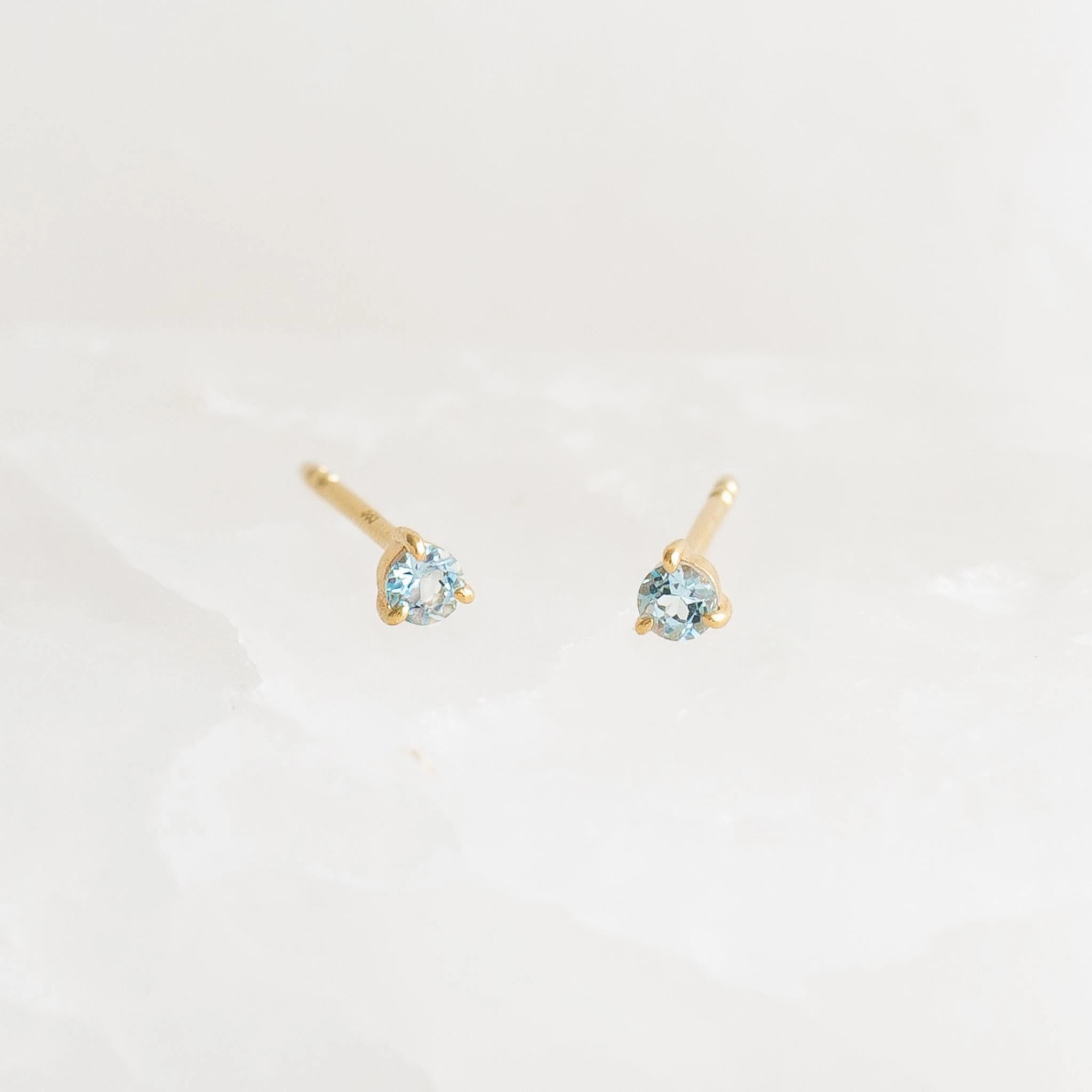 Refined Creation March Birthstone Stud Earrings 14k Gold - Blue Topaz
